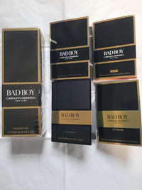 Bad Boy by Carolina Herrera 3.4 fl oz Shower Gel & 4 × BAD BOY Sample Sprays Gift Set